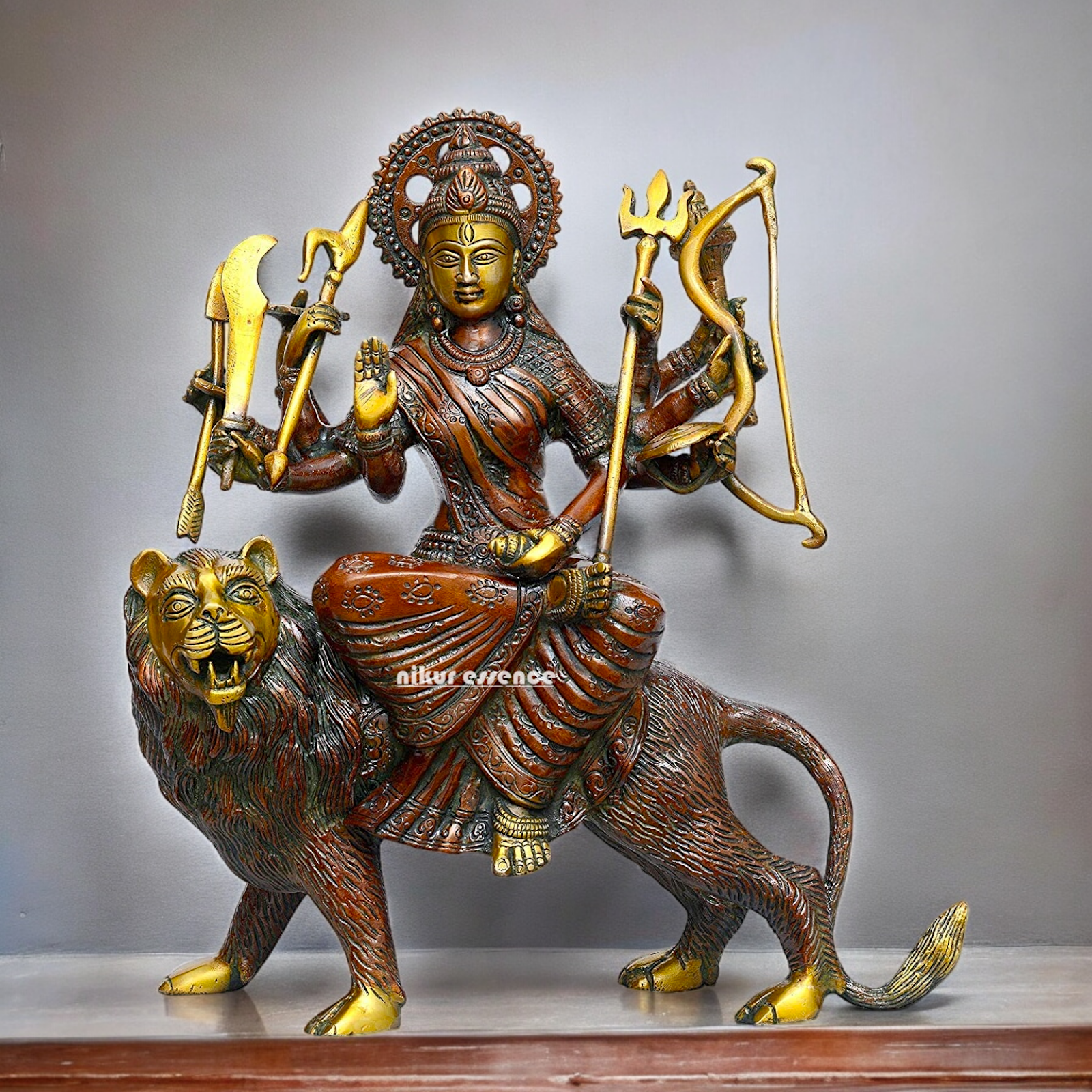 Shop Brass Durga Sherawali Maa idol - 11.5 inches Nikuressence