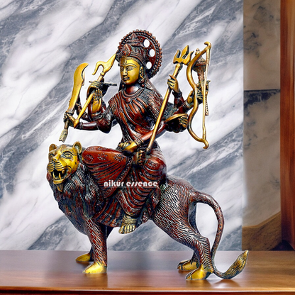 Shop Brass Durga Sherawali Maa idol - 11.5 inches Nikuressence