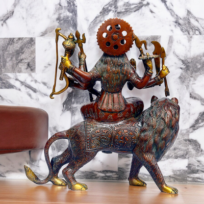 Shop Brass Durga Sherawali Maa idol - 11.5 inches Nikuressence