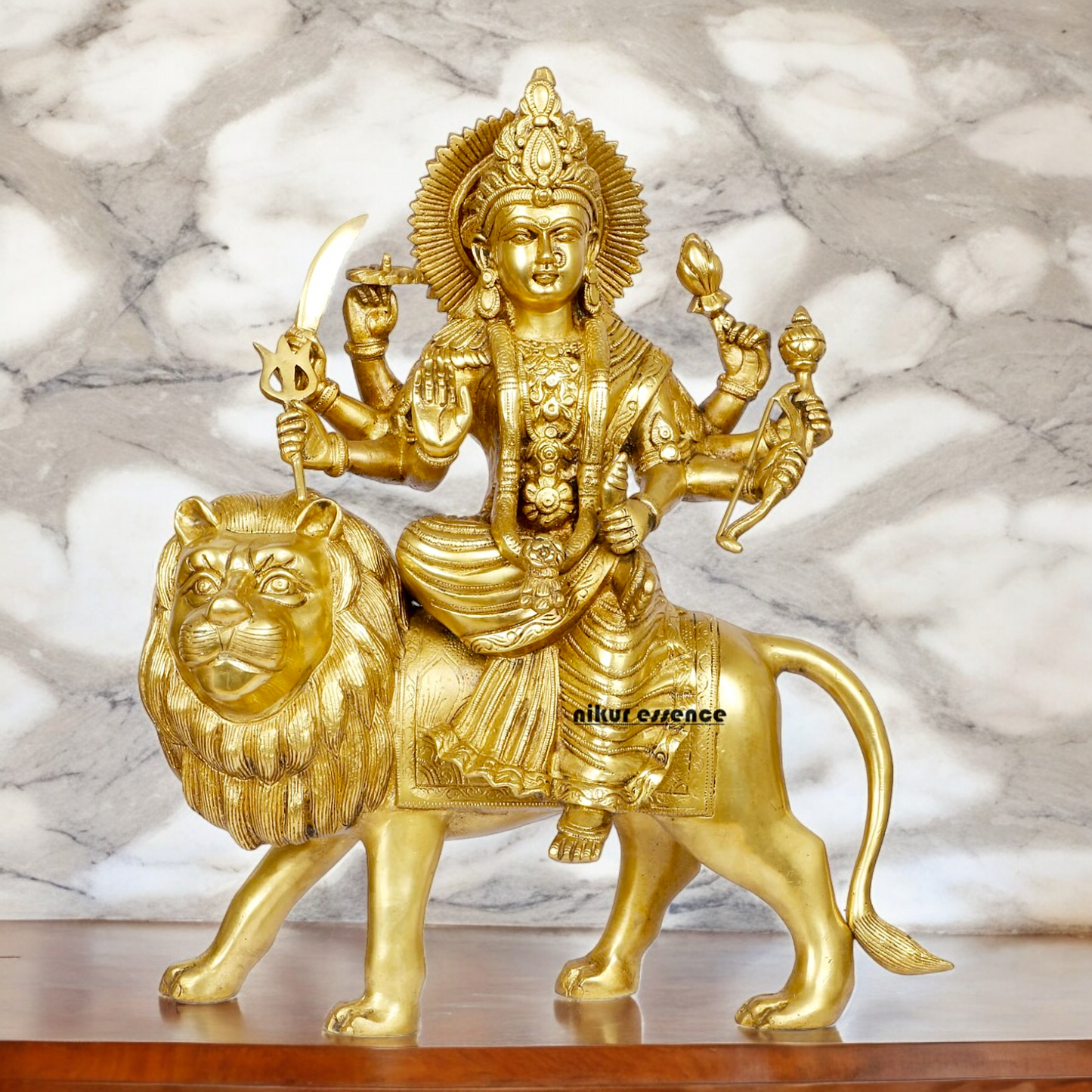 Shop Solid Brass Durga Maa Sitting on Lion Idol - 17 inches Nikuressence