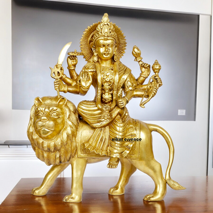 Shop Solid Brass Durga Maa Sitting on Lion Idol - 17 inches Nikuressence