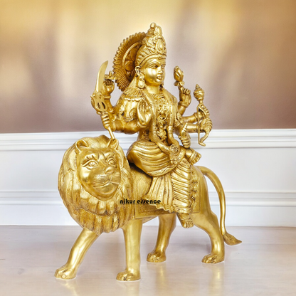 Shop Solid Brass Durga Maa Sitting on Lion Idol - 17 inches Nikuressence