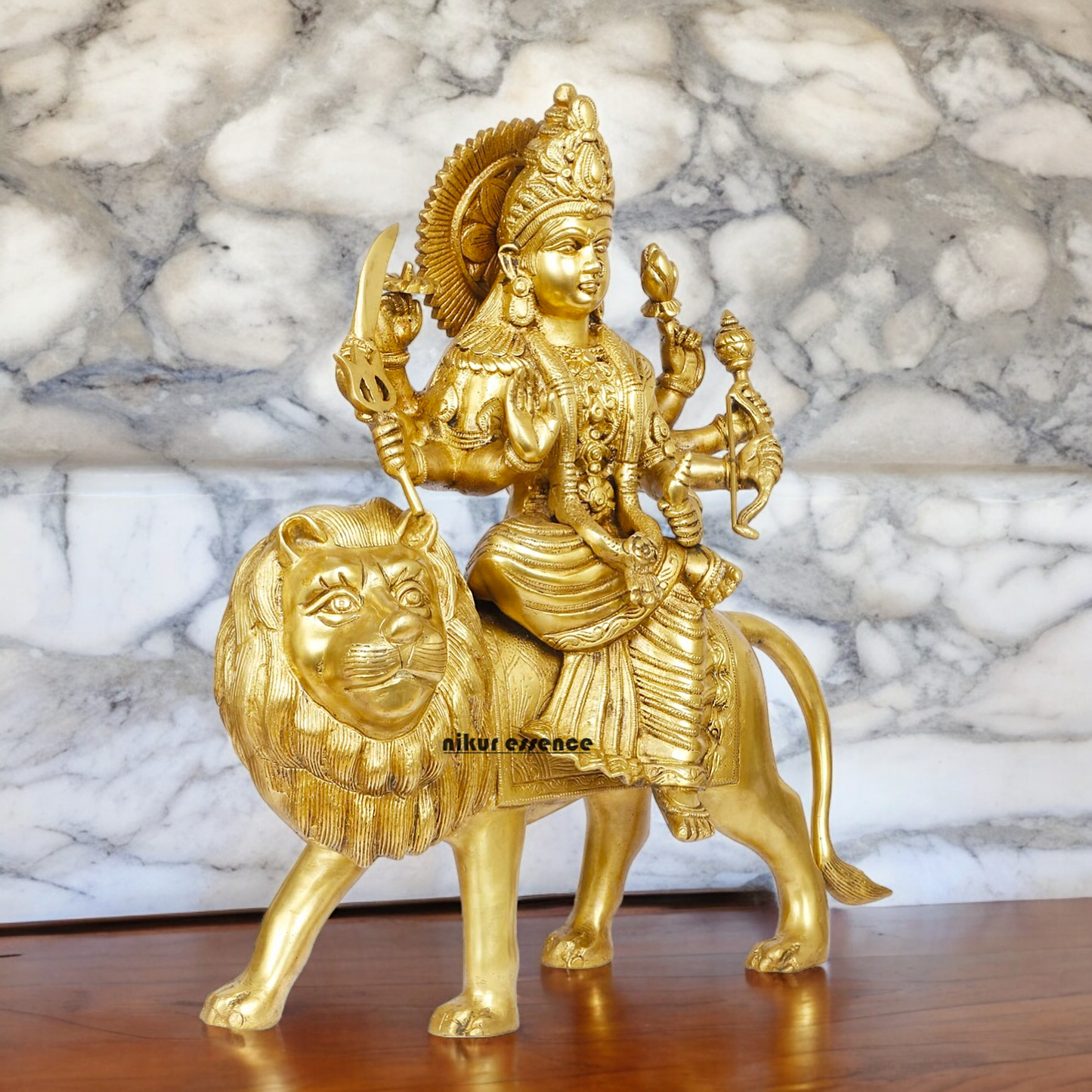 Shop Solid Brass Durga Maa Sitting on Lion Idol - 17 inches Nikuressence