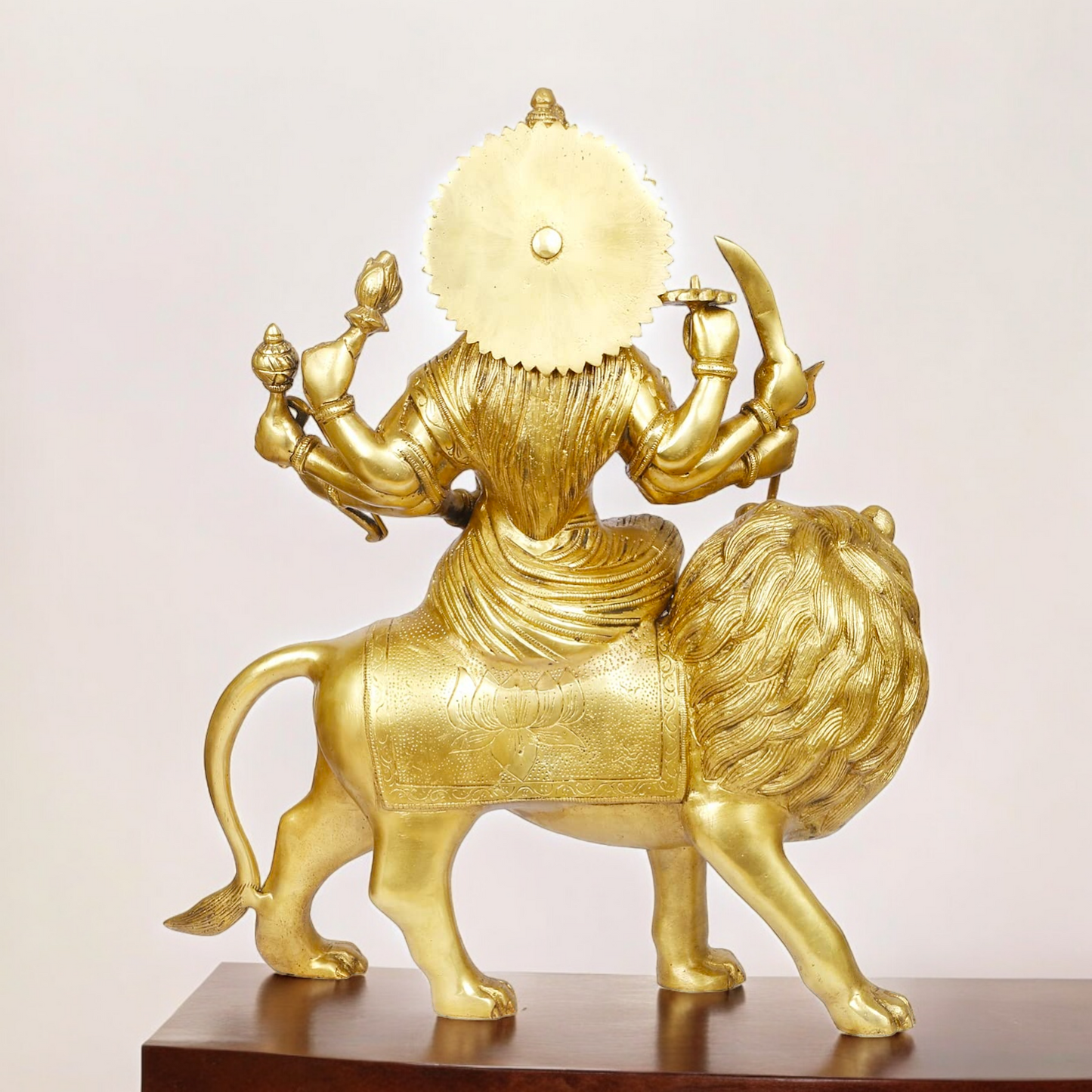 Shop Solid Brass Durga Maa Sitting on Lion Idol - 17 inches Nikuressence