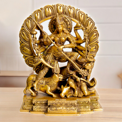 Shop Mahishasuramardini Goddess Durga Ten-Armed Brass Idol - 12.008 Inches Nikuressence