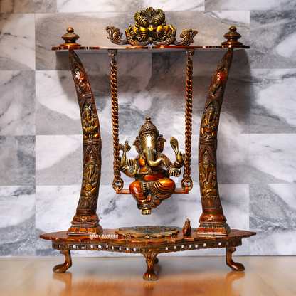 buy online brass Ganesh swing jhula idol - 43 cm Nikuressence
