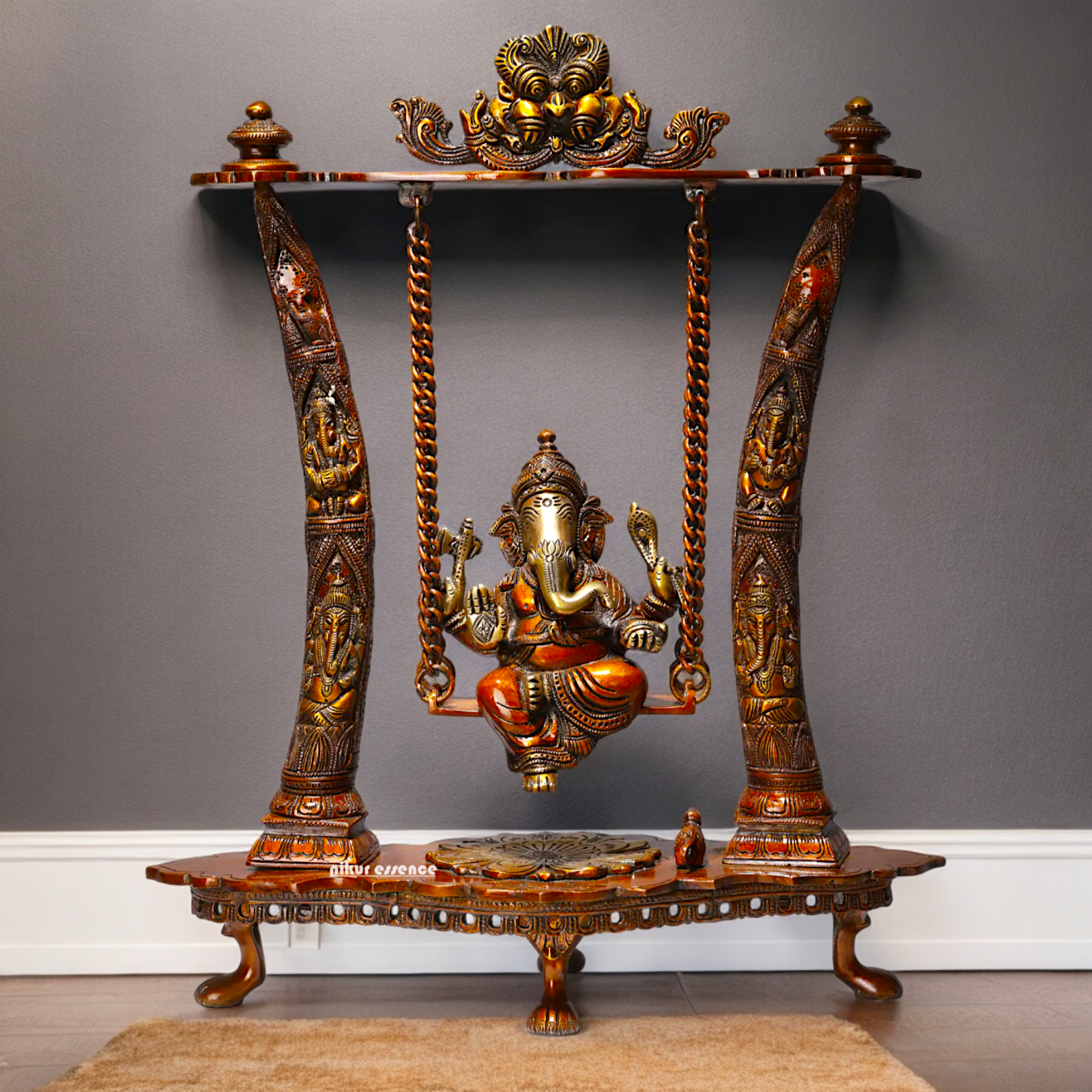 buy online brass Ganesh swing jhula idol - 43 cm Nikuressence