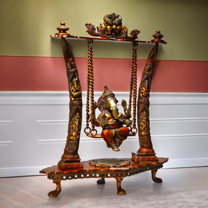 buy online brass Ganesh swing jhula idol - 43 cm Nikuressence