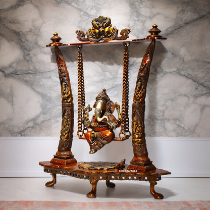 buy online brass Ganesh swing jhula idol - 43 cm Nikuressence