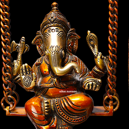 buy online brass Ganesh swing jhula idol - 43 cm Nikuressence