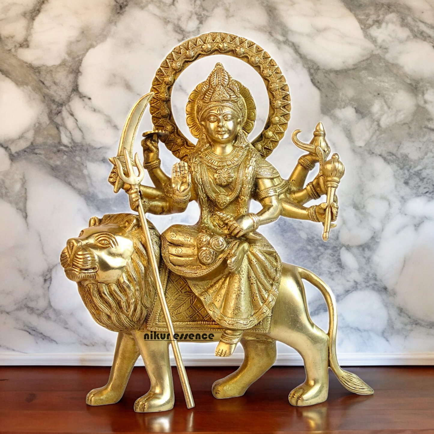 Solid Durga Sherawali Maa idol - 12 inches Nikuressence