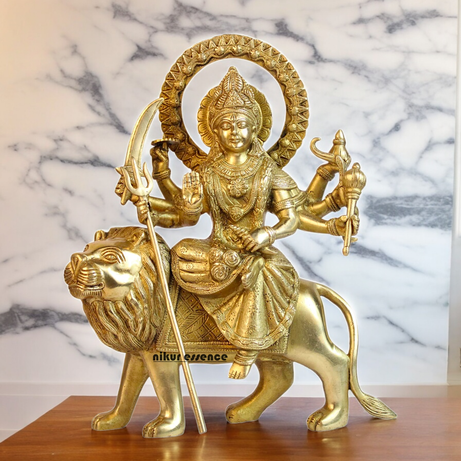 Solid Durga Sherawali Maa idol - 12 inches Nikuressence