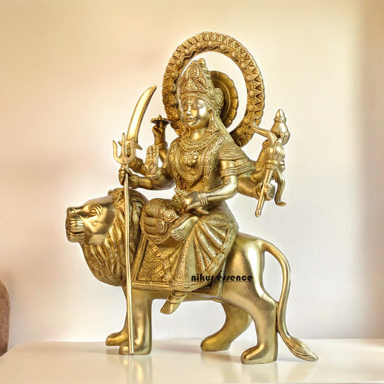 Solid Durga Sherawali Maa idol - 12 inches Nikuressence