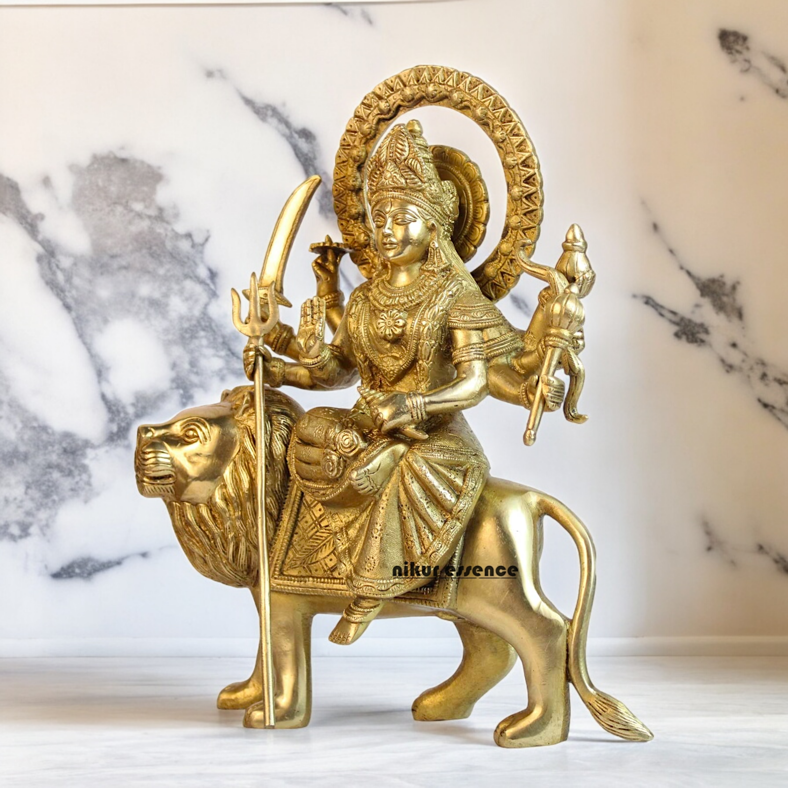 Solid Durga Sherawali Maa idol - 12 inches Nikuressence