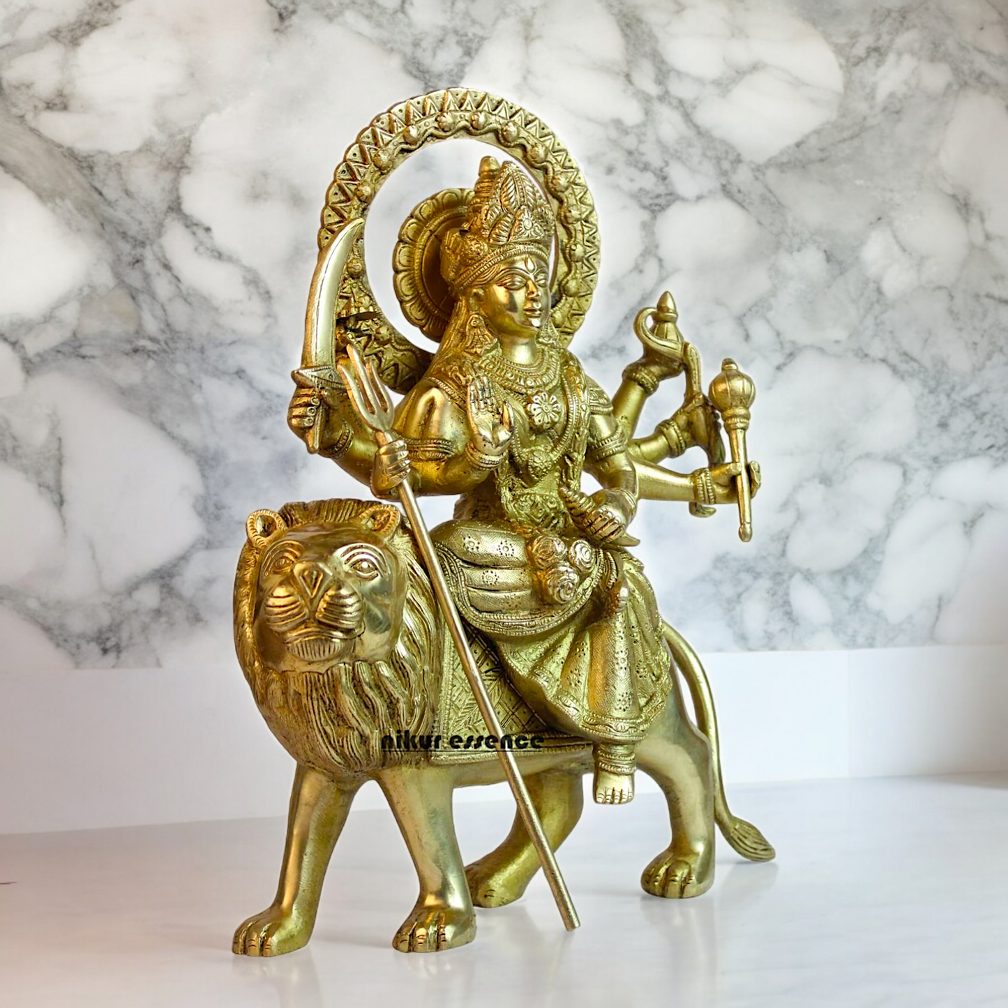 Solid Durga Sherawali Maa idol - 12 inches Nikuressence