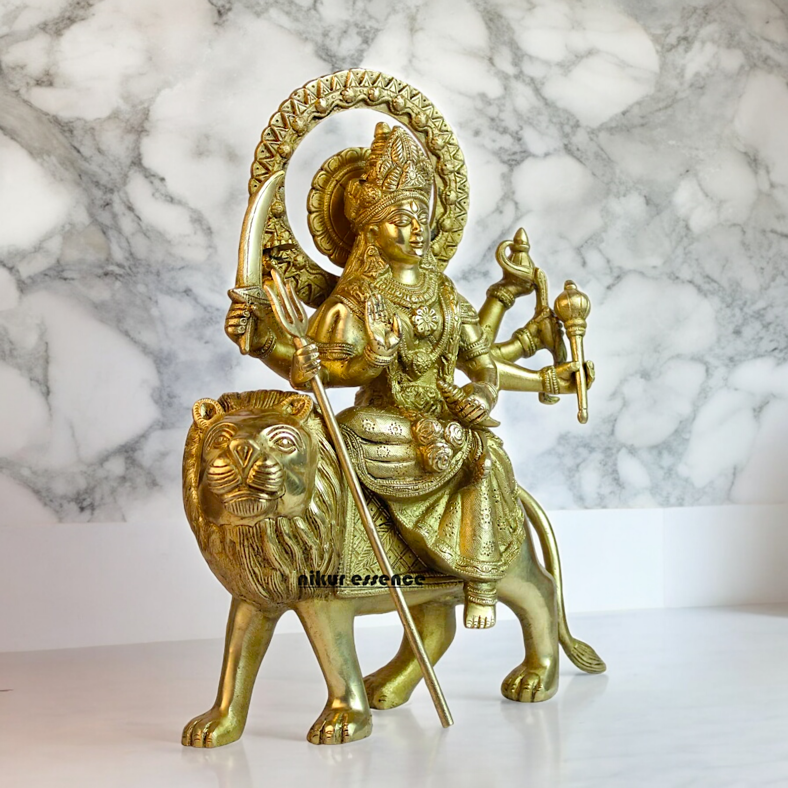 Solid Durga Sherawali Maa idol - 12 inches Nikuressence