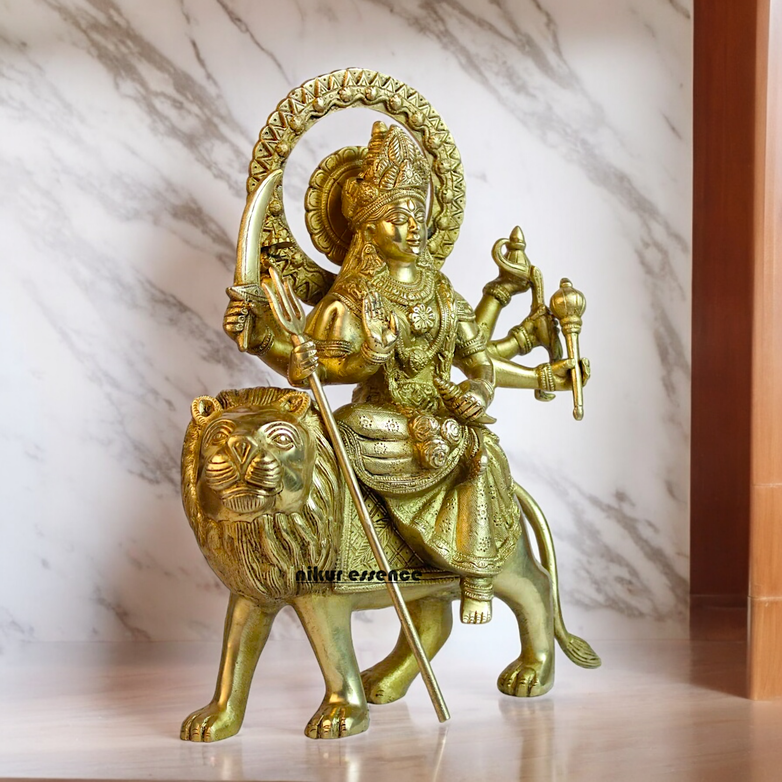 Solid Durga Sherawali Maa idol - 12 inches Nikuressence