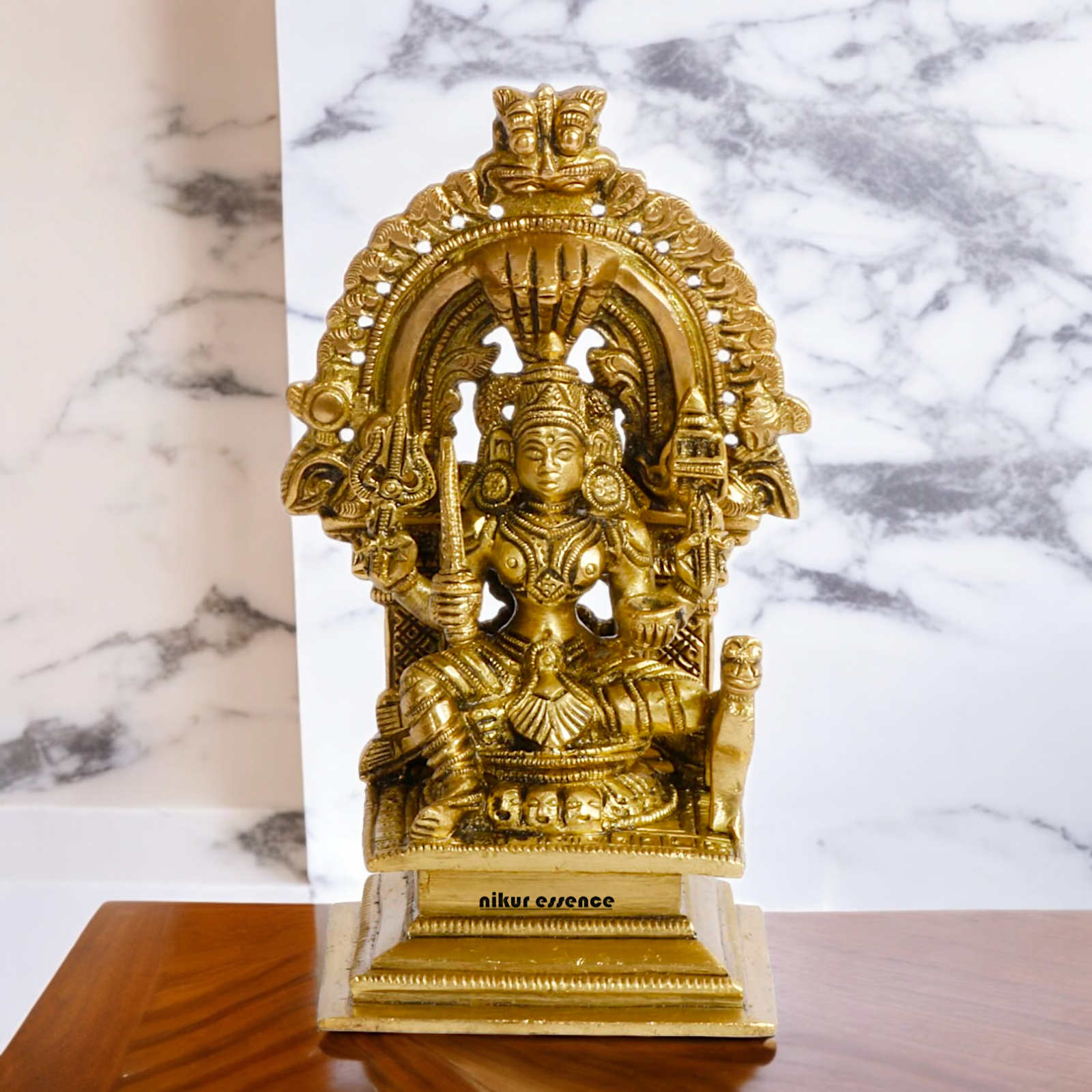 Pure Brass Goddess Mariamman Statue - 14 cm Nikuressence
