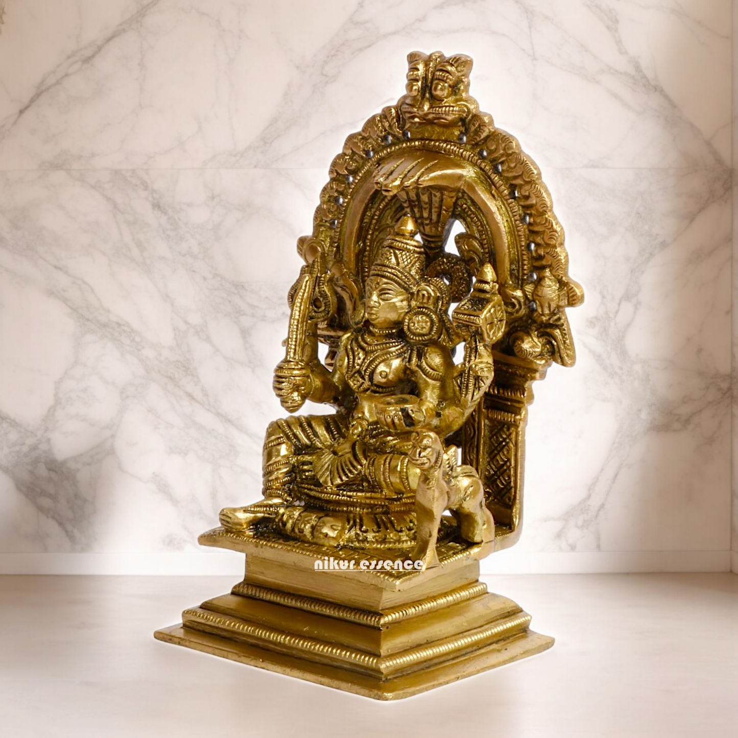 Pure Brass Goddess Mariamman Statue - 14 cm Nikuressence