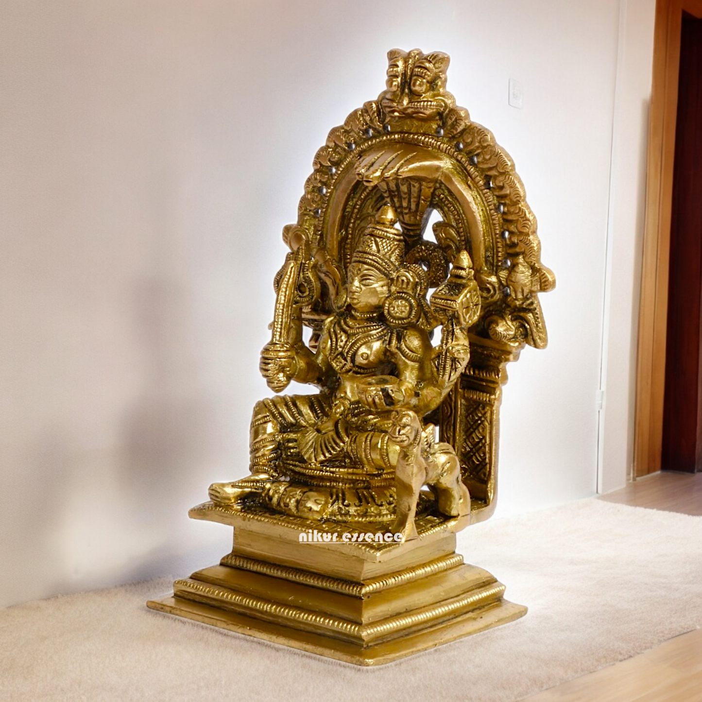 Pure Brass Goddess Mariamman Statue - 14 cm Nikuressence