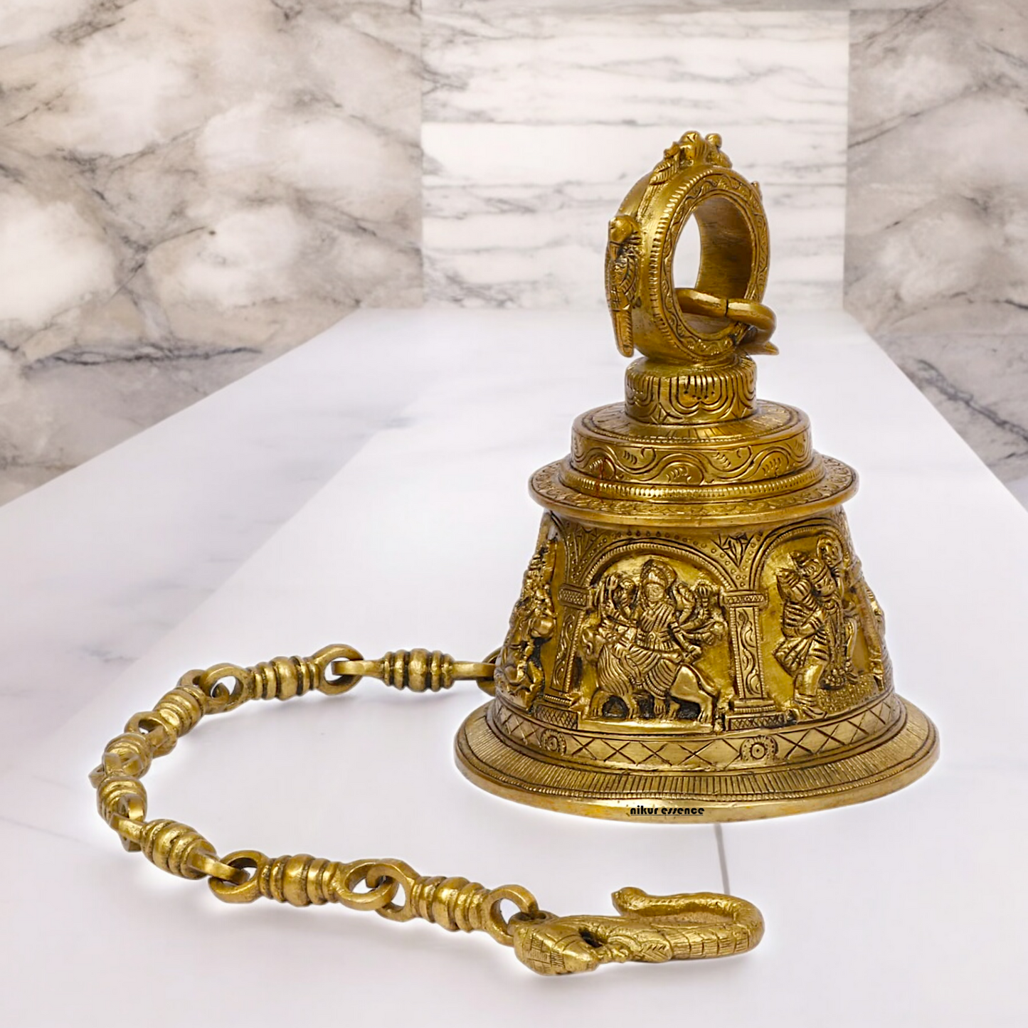 Large Solid Brass Hanging Ghanta Bell - 19.5 cm Nikuressence
