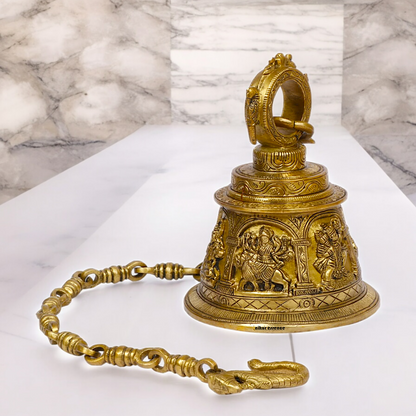 Large Solid Brass Hanging Ghanta Bell - 19.5 cm Nikuressence