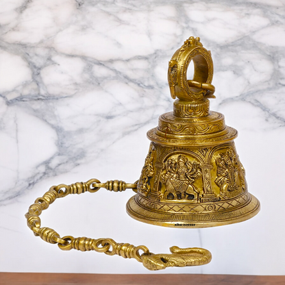 Large Solid Brass Hanging Ghanta Bell - 19.5 cm Nikuressence