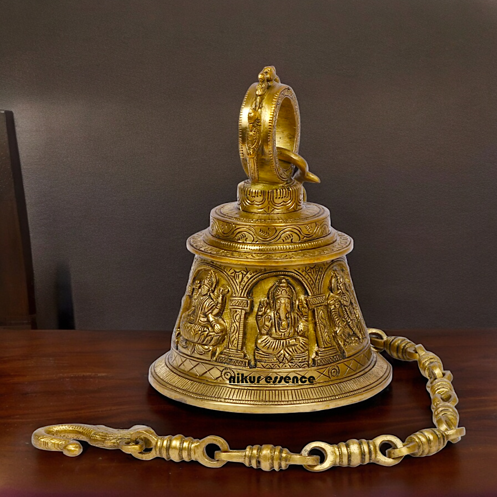 Large Solid Brass Hanging Ghanta Bell - 19.5 cm Nikuressence