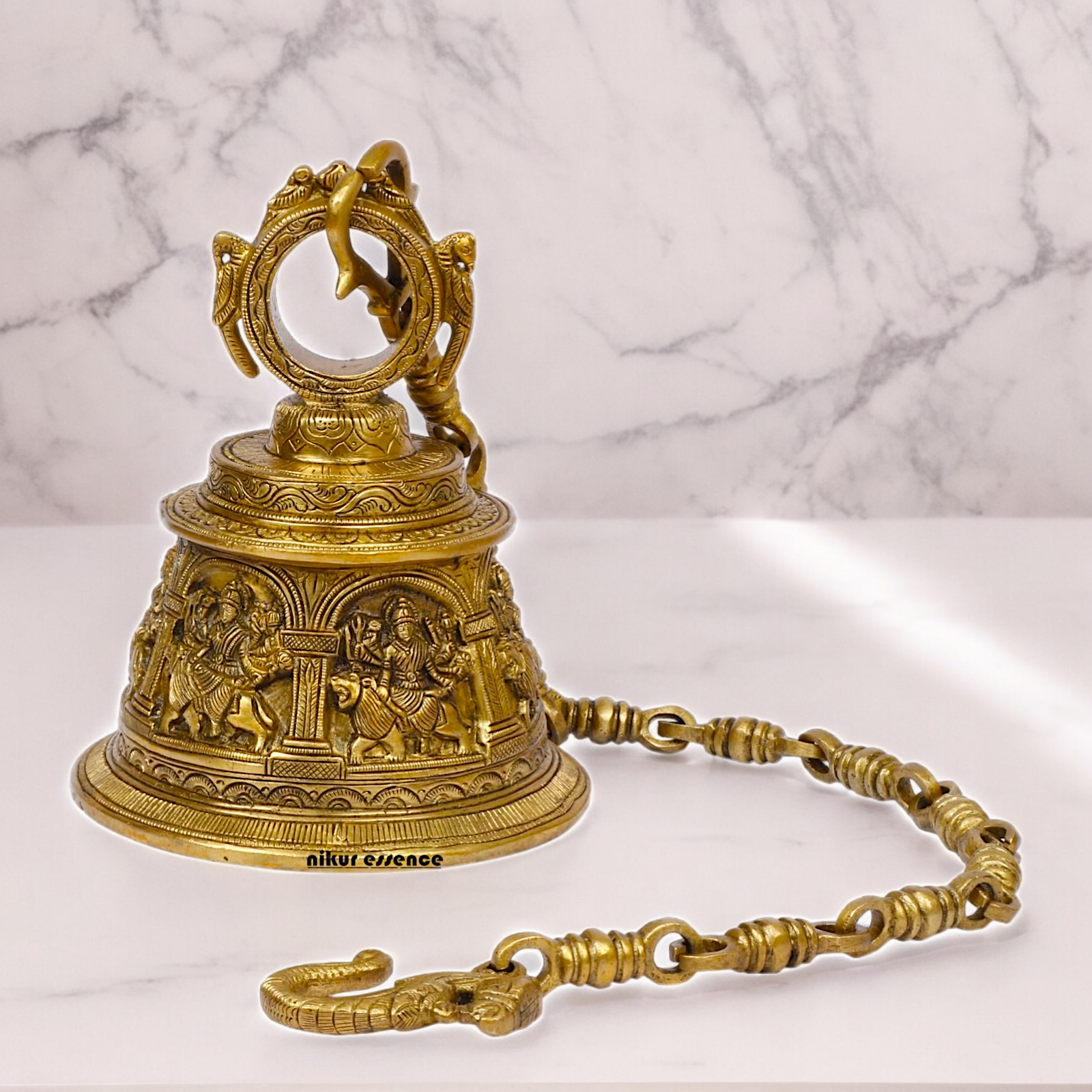 Large Solid Brass Hanging Ghanta Bell - 19.5 cm Nikuressence