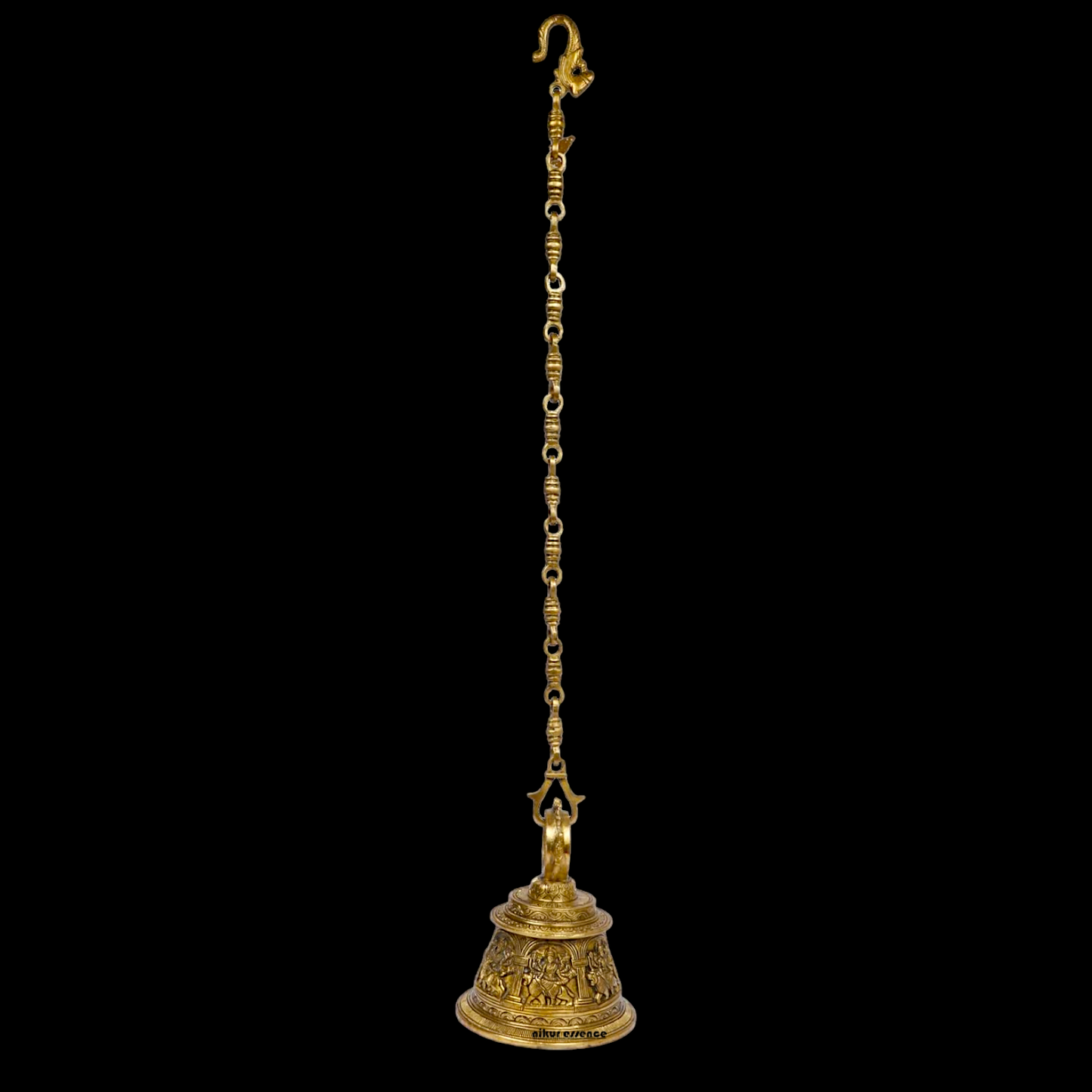 Large Solid Brass Hanging Ghanta Bell - 19.5 cm Nikuressence