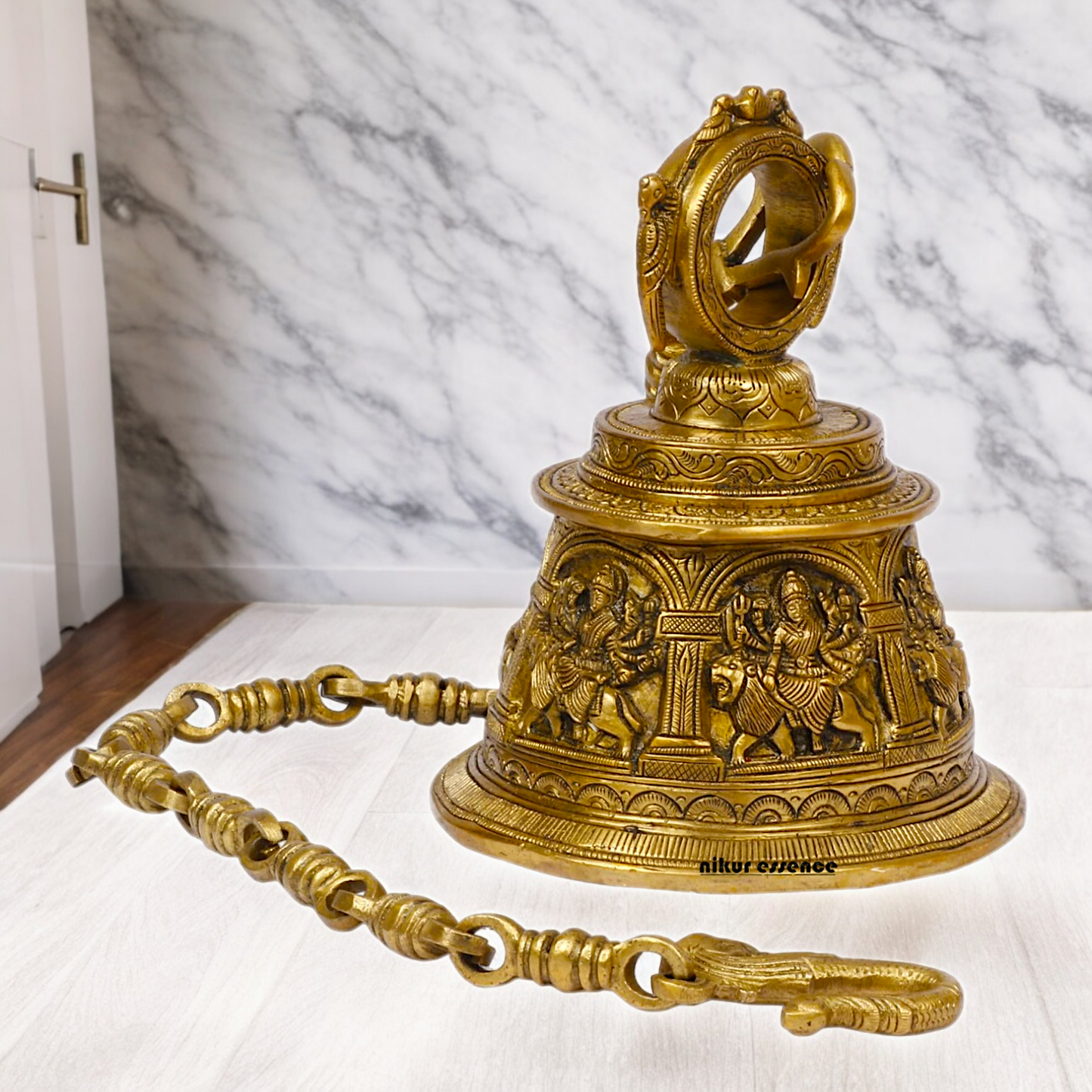 Large Solid Brass Hanging Ghanta Bell - 19.5 cm Nikuressence