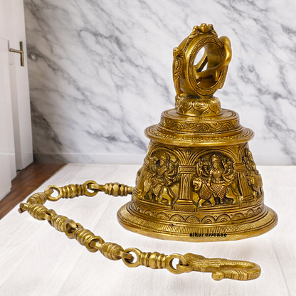Large Solid Brass Hanging Ghanta Bell - 19.5 cm Nikuressence