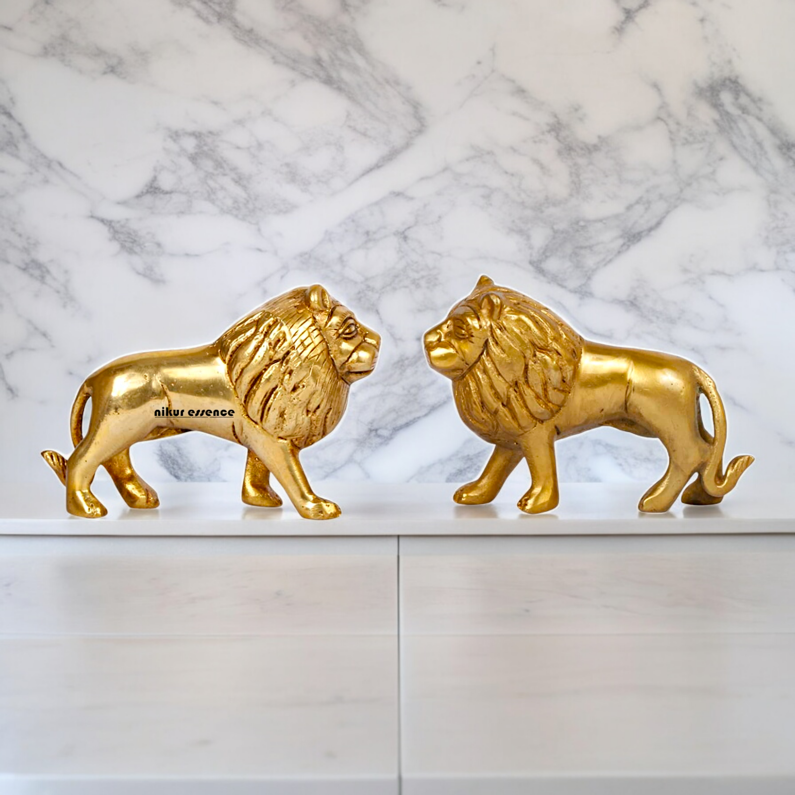 Online Brass 2 Pair Lion Idol - 4 inches Nikuressence