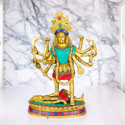 Shop Brass Kali Maa Idol with Stone Work - 11 inches Nikuressence