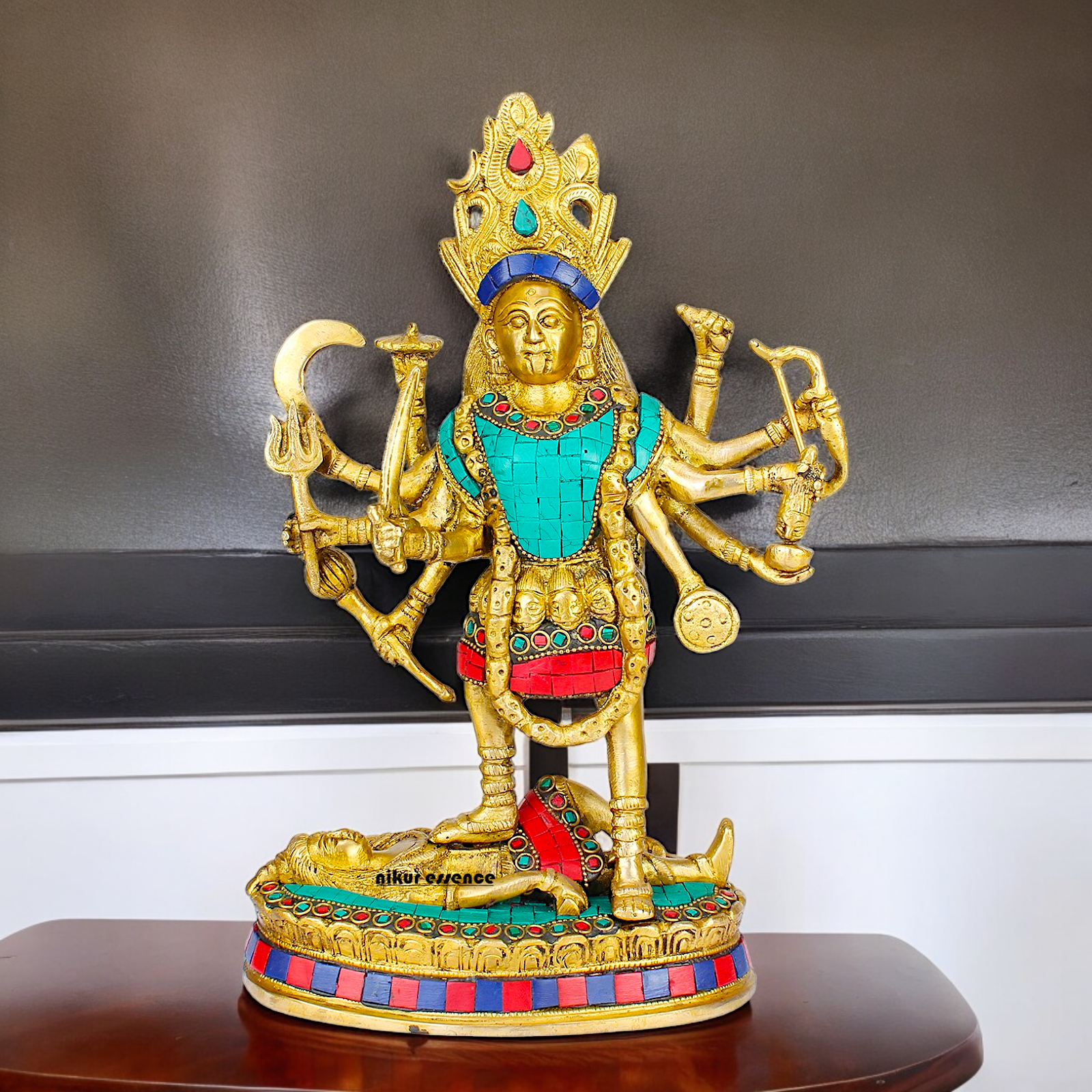Shop Brass Kali Maa Idol with Stone Work - 11 inches Nikuressence
