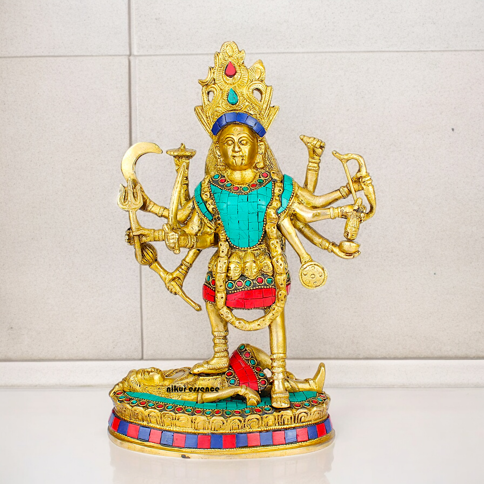 Shop Brass Kali Maa Idol with Stone Work - 11 inches Nikuressence
