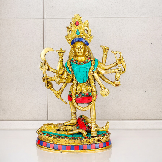 Shop Brass Kali Maa Idol with Stone Work - 11 inches Nikuressence