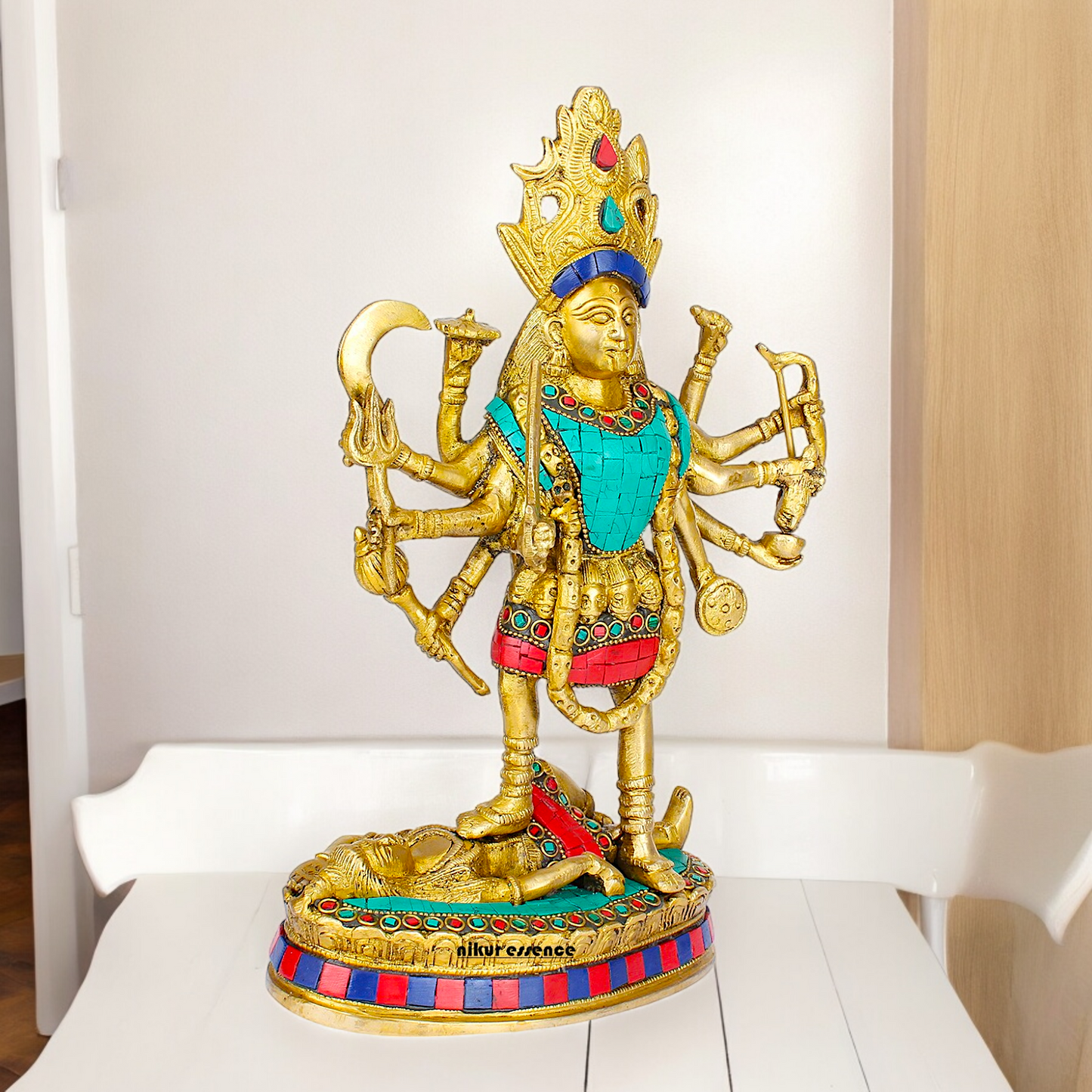 Shop Brass Kali Maa Idol with Stone Work - 11 inches Nikuressence
