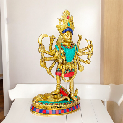 Shop Brass Kali Maa Idol with Stone Work - 11 inches Nikuressence
