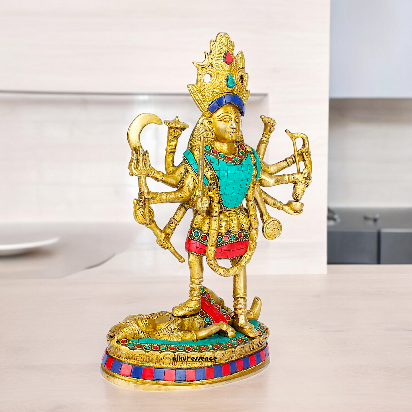 Shop Brass Kali Maa Idol with Stone Work - 11 inches Nikuressence