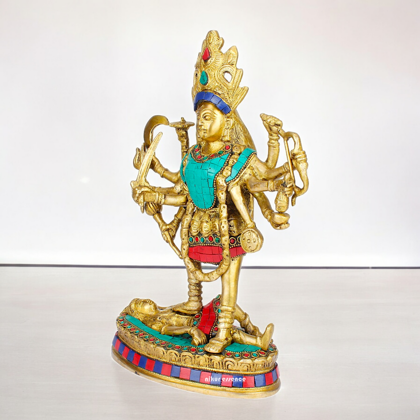 Shop Brass Kali Maa Idol with Stone Work - 11 inches Nikuressence