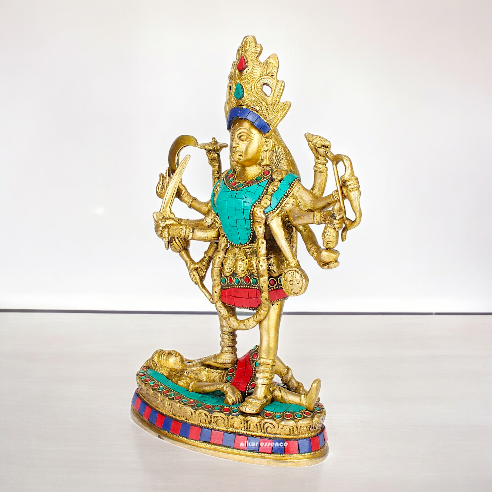 Shop Brass Kali Maa Idol with Stone Work - 11 inches Nikuressence