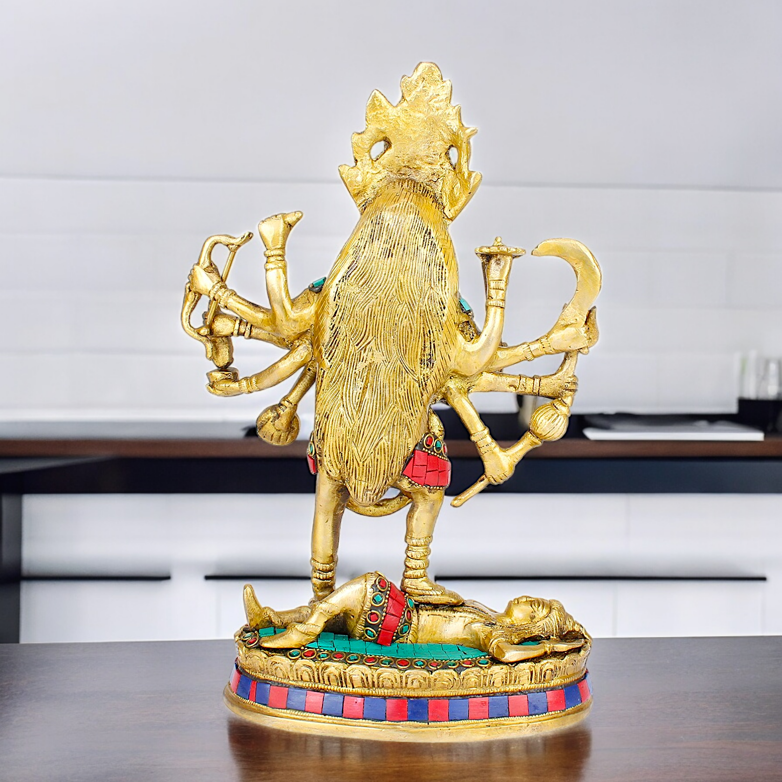 Shop Brass Kali Maa Idol with Stone Work - 11 inches Nikuressence