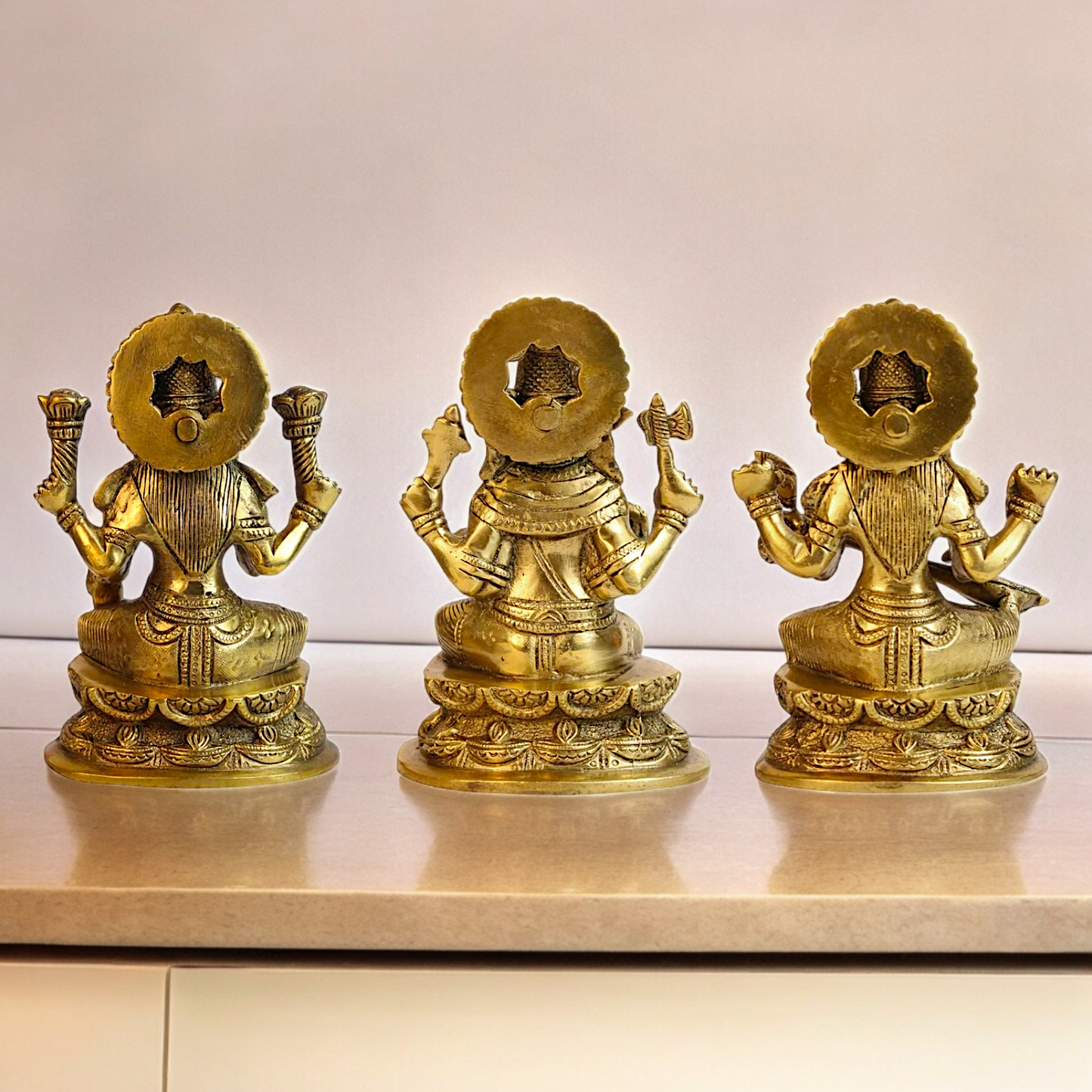 Buy Brass Lakshmi Ganesh Saraswati Beautiful Idol - 7 inches Nikuressence