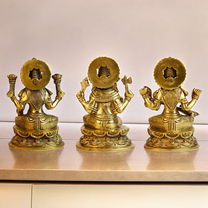 Buy Brass Lakshmi Ganesh Saraswati Beautiful Idol - 7 inches Nikuressence