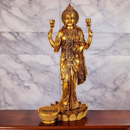 Solid Brass Maha Lakshmi Standing Idol - 25 inches Nikuressence