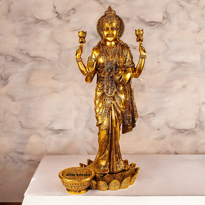 Solid Brass Maha Lakshmi Standing Idol - 25 inches Nikuressence