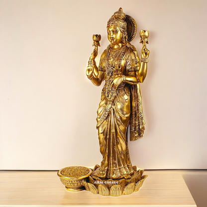 Solid Brass Maha Lakshmi Standing Idol - 25 inches Nikuressence