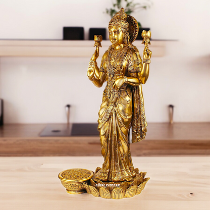 Solid Brass Maha Lakshmi Standing Idol - 25 inches Nikuressence