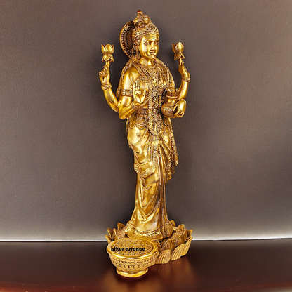 Solid Brass Maha Lakshmi Standing Idol - 25 inches Nikuressence